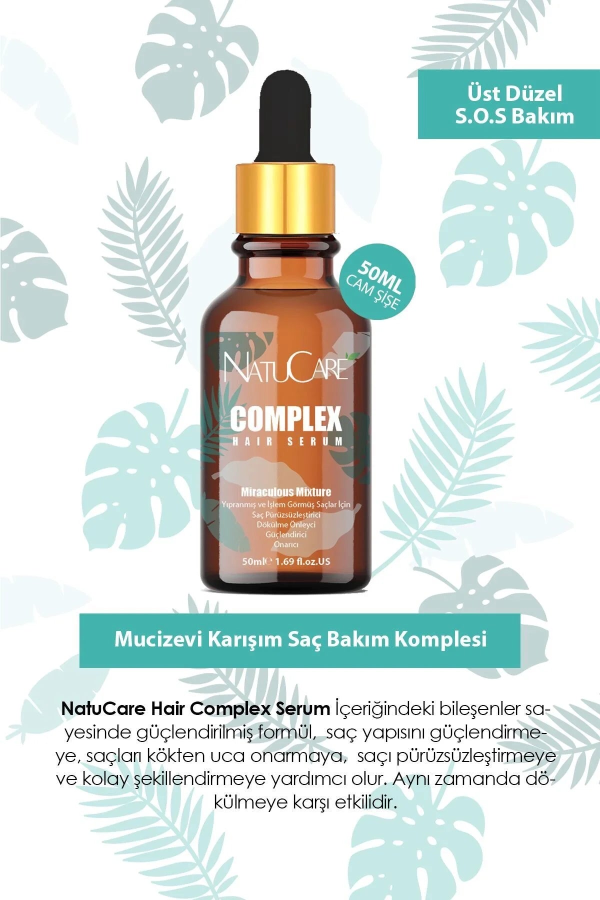 Natucare Complex Hair Serum - Versterkend & Herstellend Haarserum - Anti-Haaruitval - Effectief tegen breuk - Voor Droog en Beschadigd haar - Dagelijks gebruik - 50 ml