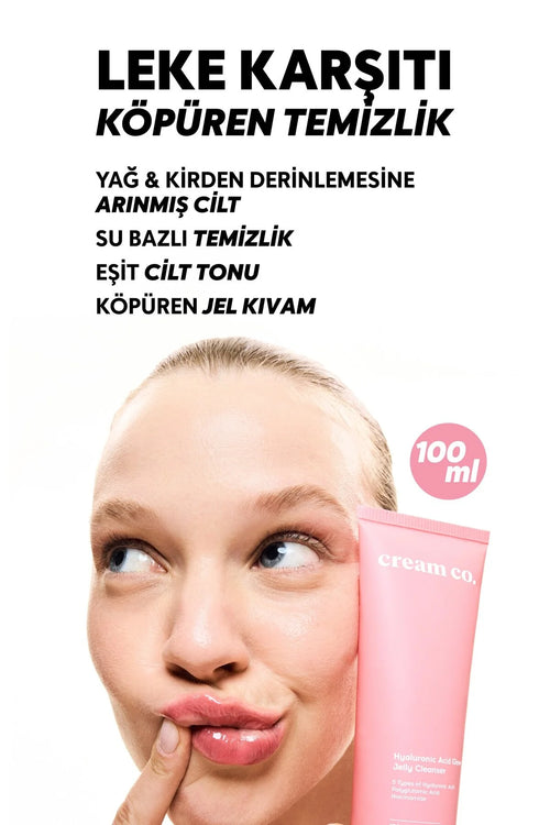Cream Co. Hyaluronic Acid Glow Jelly Cleanser – Gezichtsreiniger met 5 Soorten Hyaluronzuur, Niacinamide & Polyglutaminezuur – 100 ml