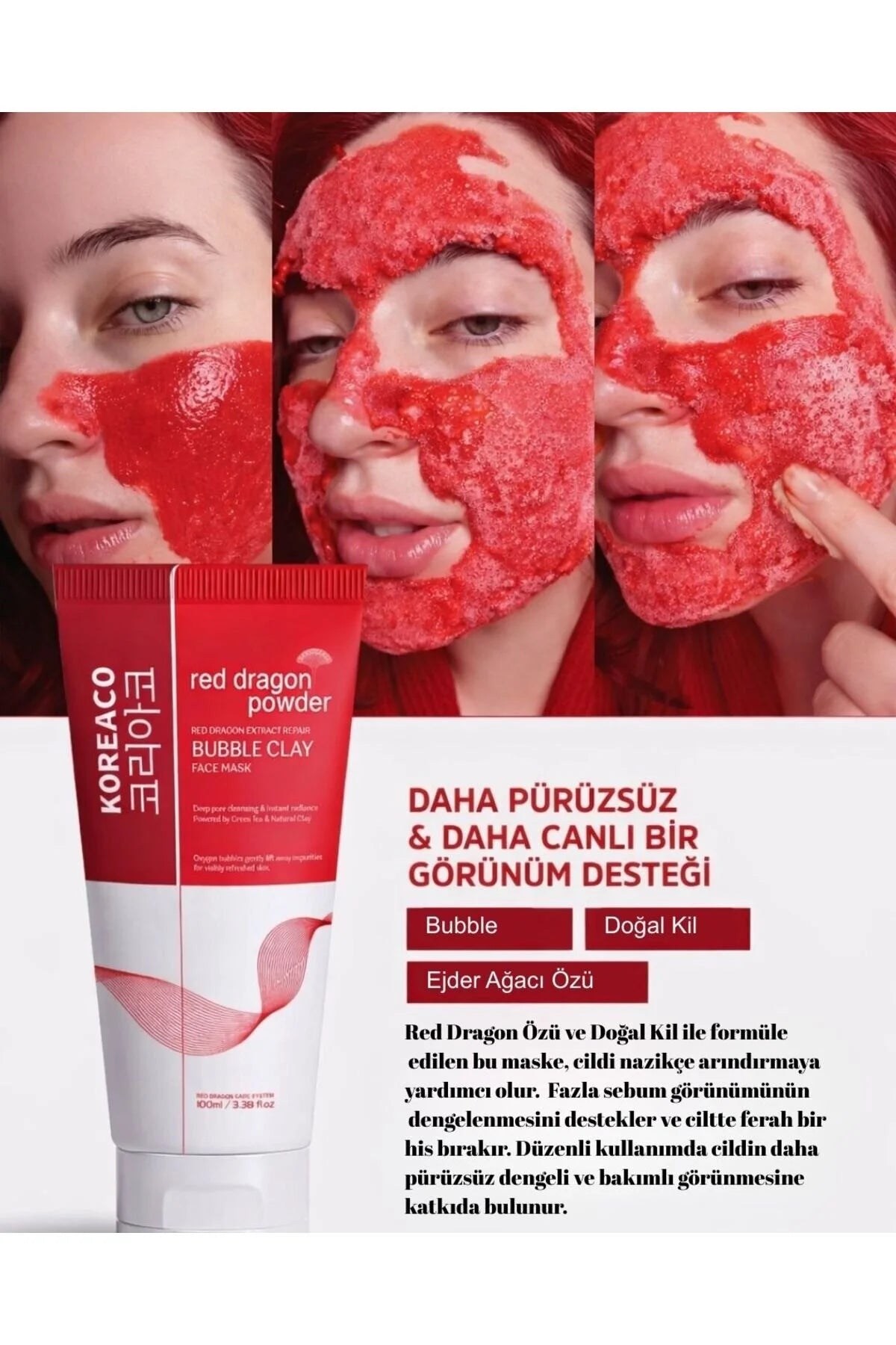 KOREACO Red Dragon Bubble Clay Face Mask 100ml – Diepe Poriënreiniging & Verfrissende Gezichtsmasker