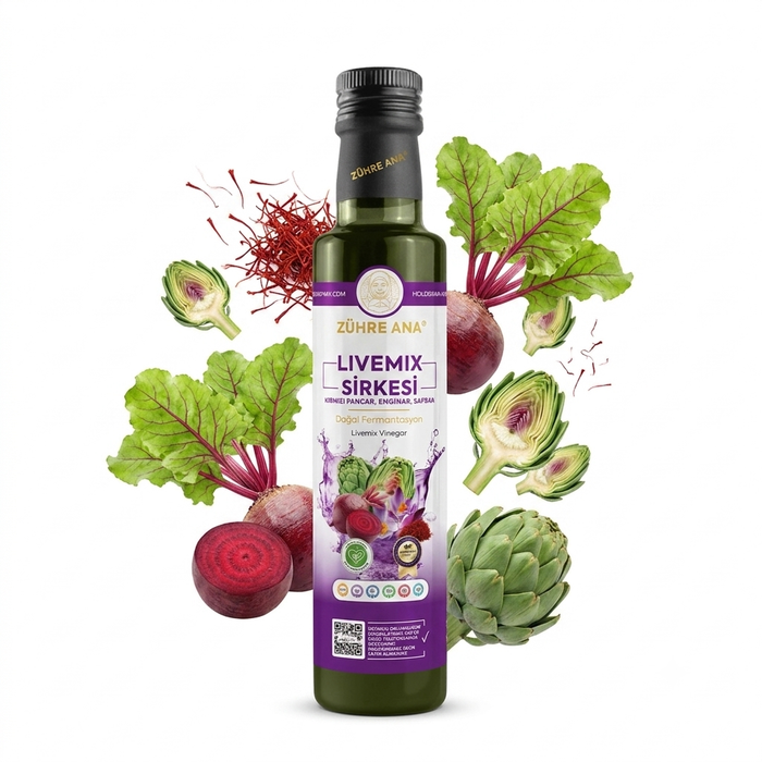 Zühre Ana Livemix Sirkesi AZIJN 500 ml | Rode Biet, Artisjok & Saffraan | Natuurlijke Fermentatie