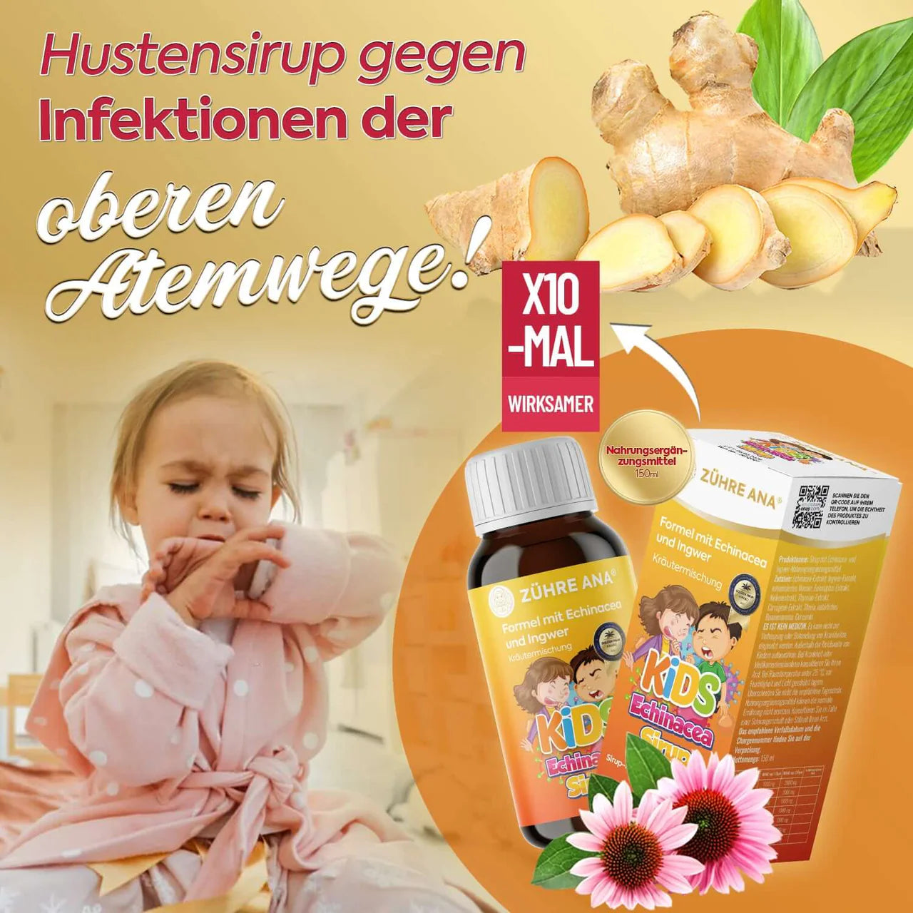 Zühre Ana Kids Echinacea Siroop met Gember 150 ml