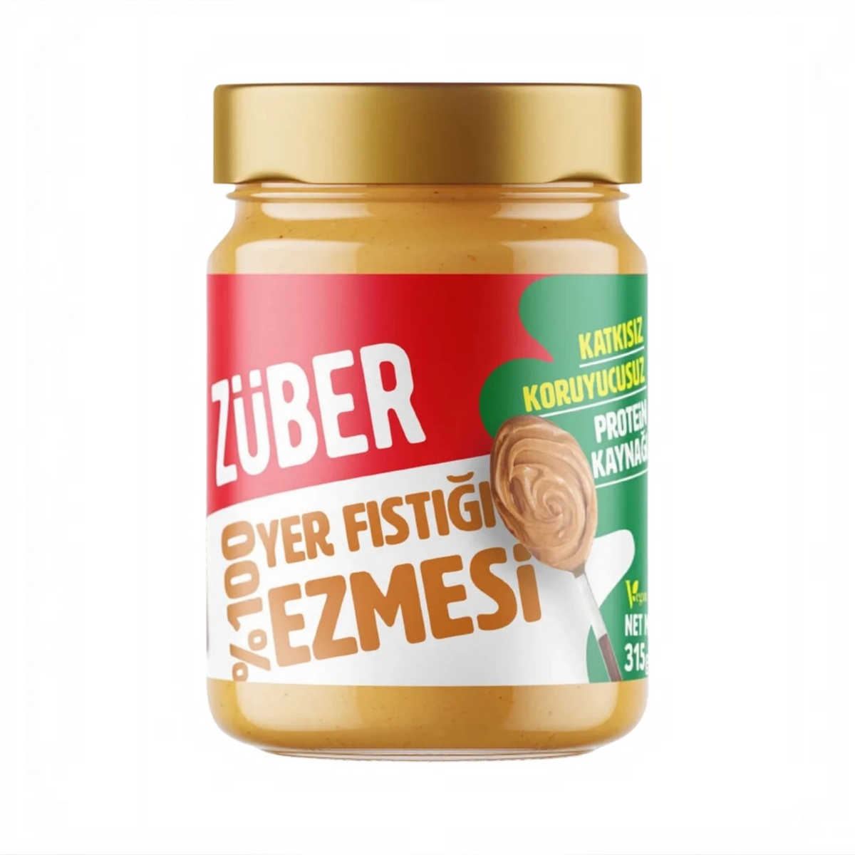 Züber 100% Pindakaas – 100% Pinda's – Zonder Toevoegingen – Vegan – Glutenvrij – Eiwitbron – 315 g