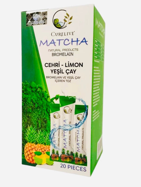 Curelive Premium Japanse Matcha Detox Antioxidant Burner - Matcha Natuurlijke Producten (Wegedoorn-Citroen-Groene Thee) Matcha Thee met Bromelaïne en Groene Thee - Citroensmaak - 20 Stuks