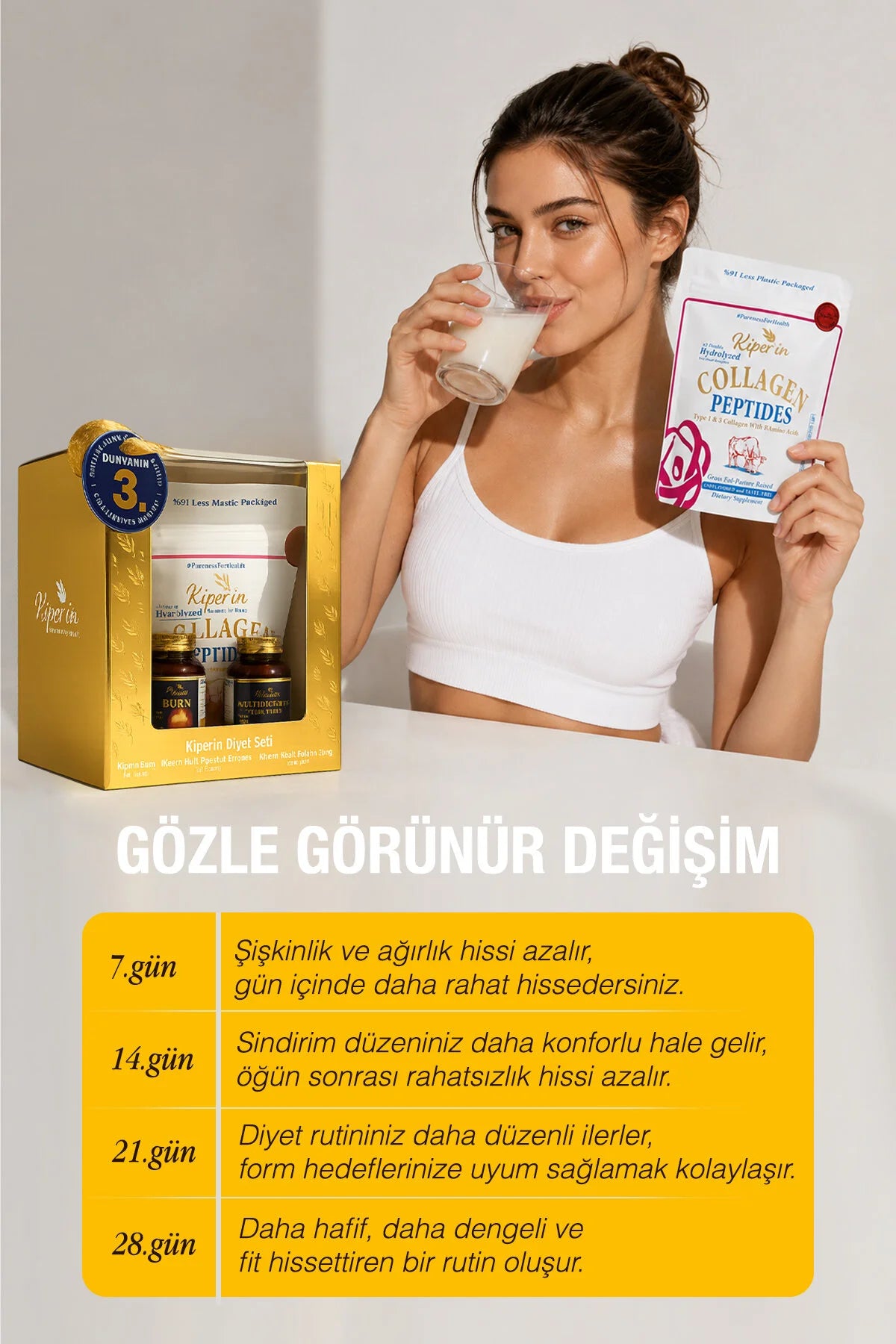 Kiperin Dieet Set – Collageen Peptiden 300 g + Burn + Multi Digestive Enzymes – 60 Capsules – 30 Porties