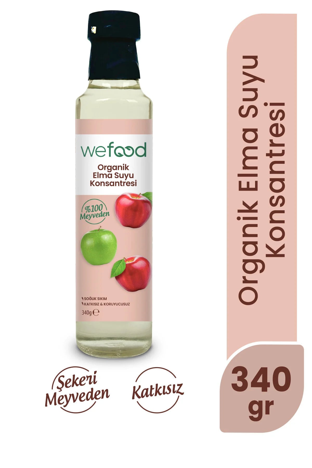Wefood Biologisch Appelsapconcentraat – 100% Appel – Koudgeperst – Zonder Toegevoegde Suiker – Zonder Additieven & Conserveringsmiddelen – 340 g