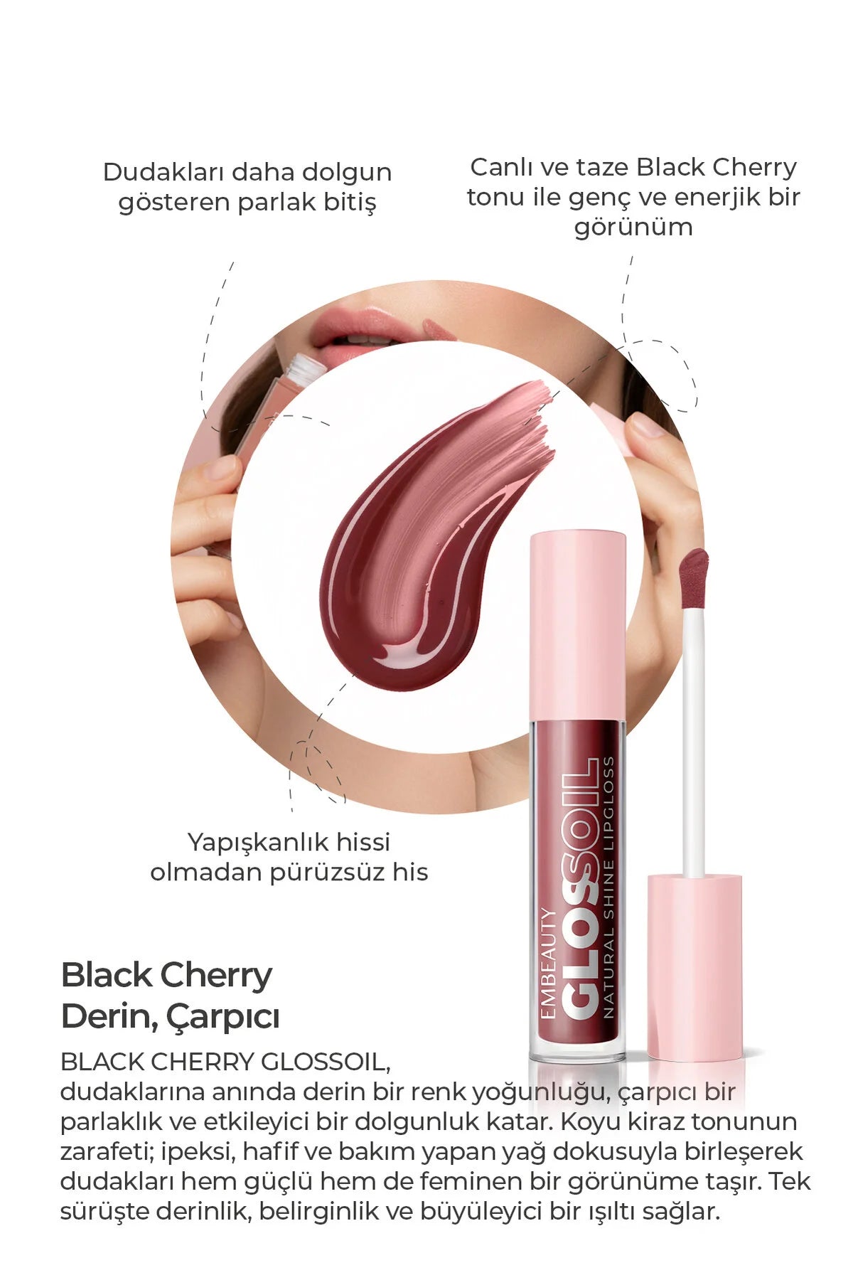 Embeauty Gloss Oil Lip Gloss 05 Velvet Cherry – Natural Shine – Donkerrode Kersen Lipgloss