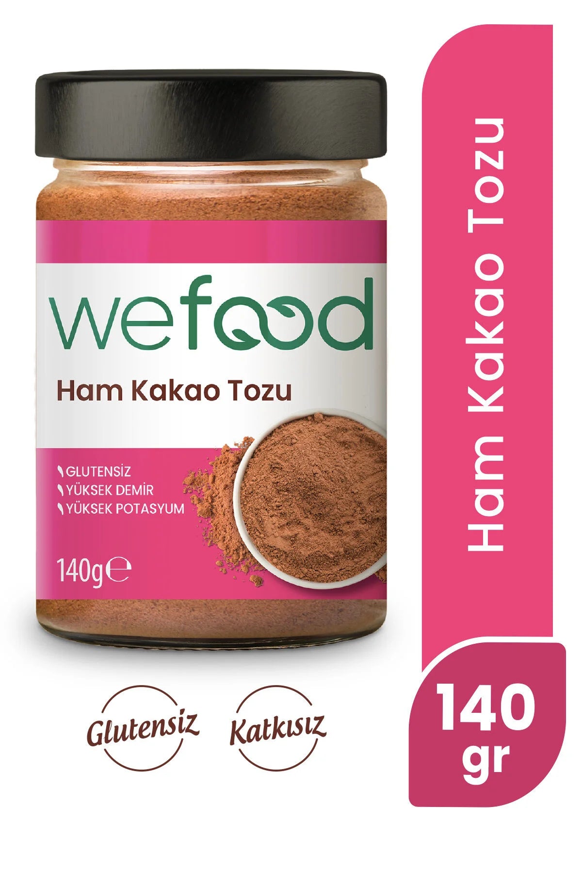 Wefood Ham Cacaopoeder – 100% Pure Cacao – Vetgereduceerd – Glutenvrij – Rijk aan Vezels & Eiwitten – 140 g