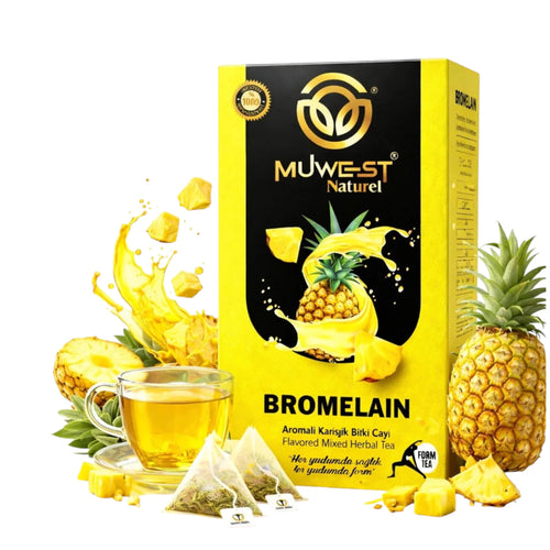 Muwest Natural Bromelaïne Kruidenthee 30 Theezakjes – Groene Thee met Venkel, Anijs & Ananas Aroma – Natuurlijke Theemelange