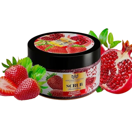 Arap Makyaj Dünyası Hand & Body Scrub Strawberry Pomegranate 250 ml – Lichaamsscrub met Aardbei & Granaatappel
