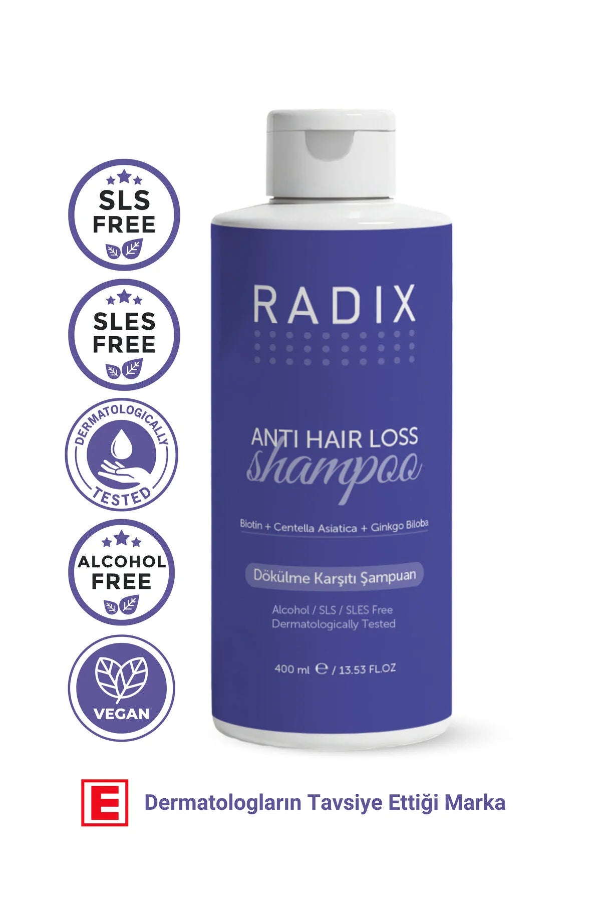 Radix Anti Hair Loss Shampoo 400 ml – Biotine, Centella Asiatica & Ginkgo Biloba – SLS/SLES Vrij