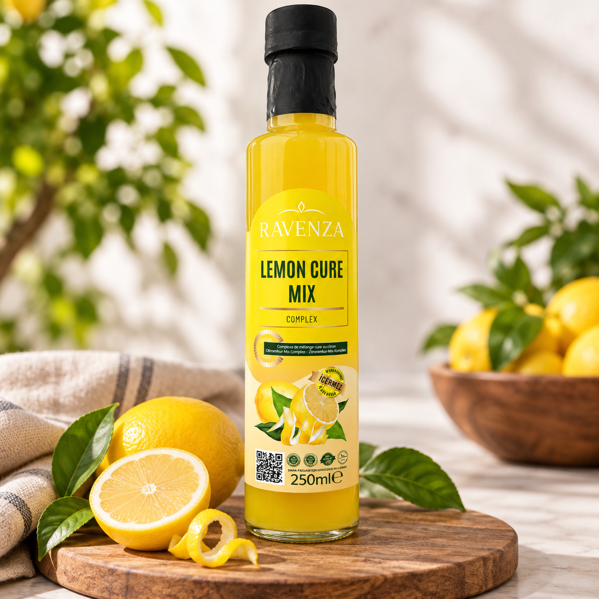 Ravenza Lemon Cure Mix Complex – Citroenmix met 82% Citroenextract, L-Carnitine, Spirulina & Groene Thee – 250 ml