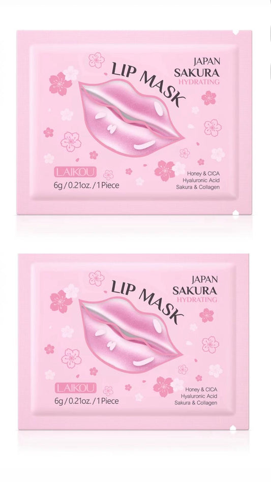 LAIKOU Japan Sakura Hydrating Lip Mask - 2 stuks Moisturizes Nourishes and Smooths - Zacht Kersenbloesem Lipmasker Verzorging Hydraterend Diep Voedend Vermindert Fijne Lijntjes Verwijdert Dode Huid Uitdroging - 6 g