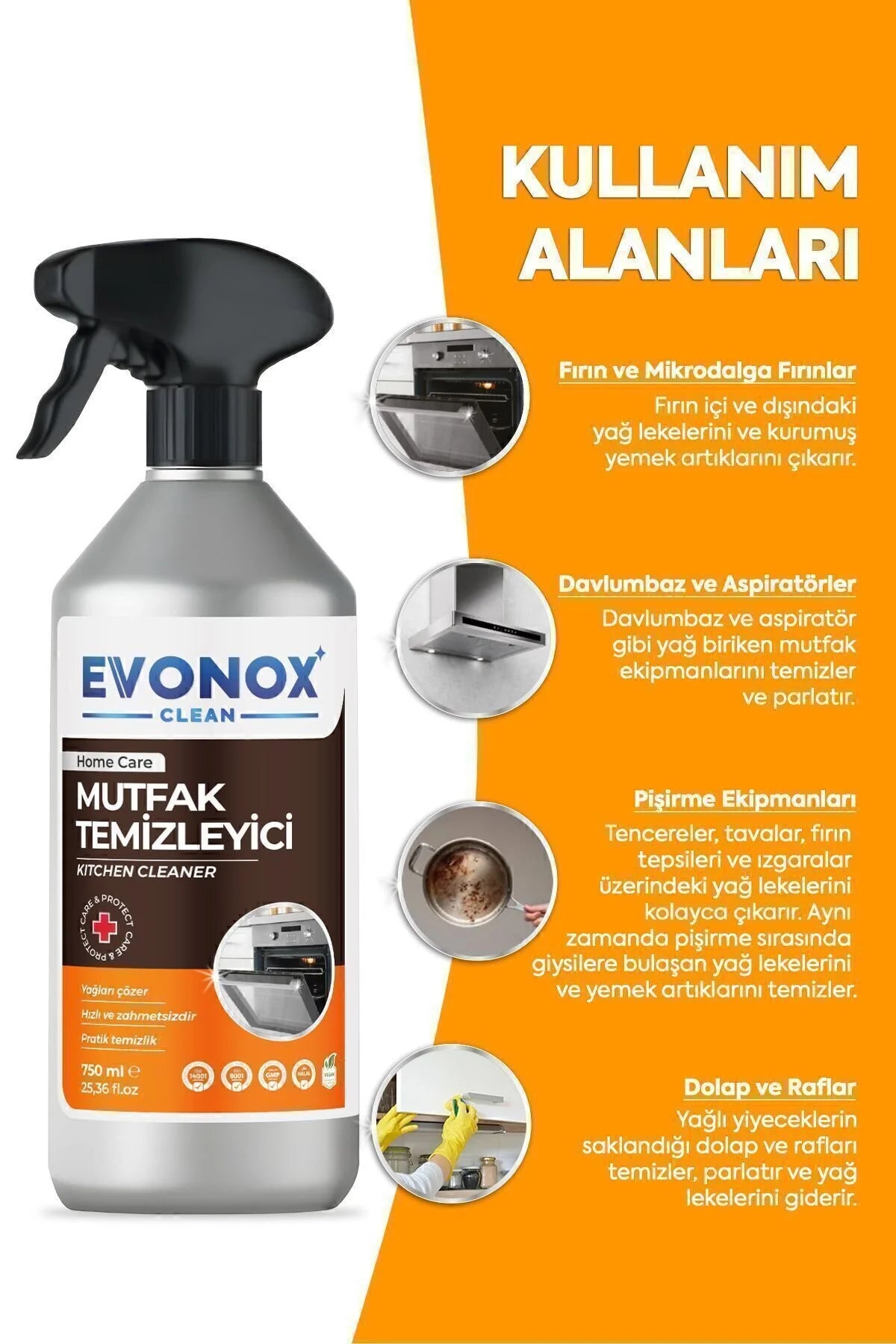 Evonox Clean Keukenreiniger – Krachtige Ontvetter – Vetverwijderaar voor Keuken, Oven en Fornuis – 750 ml