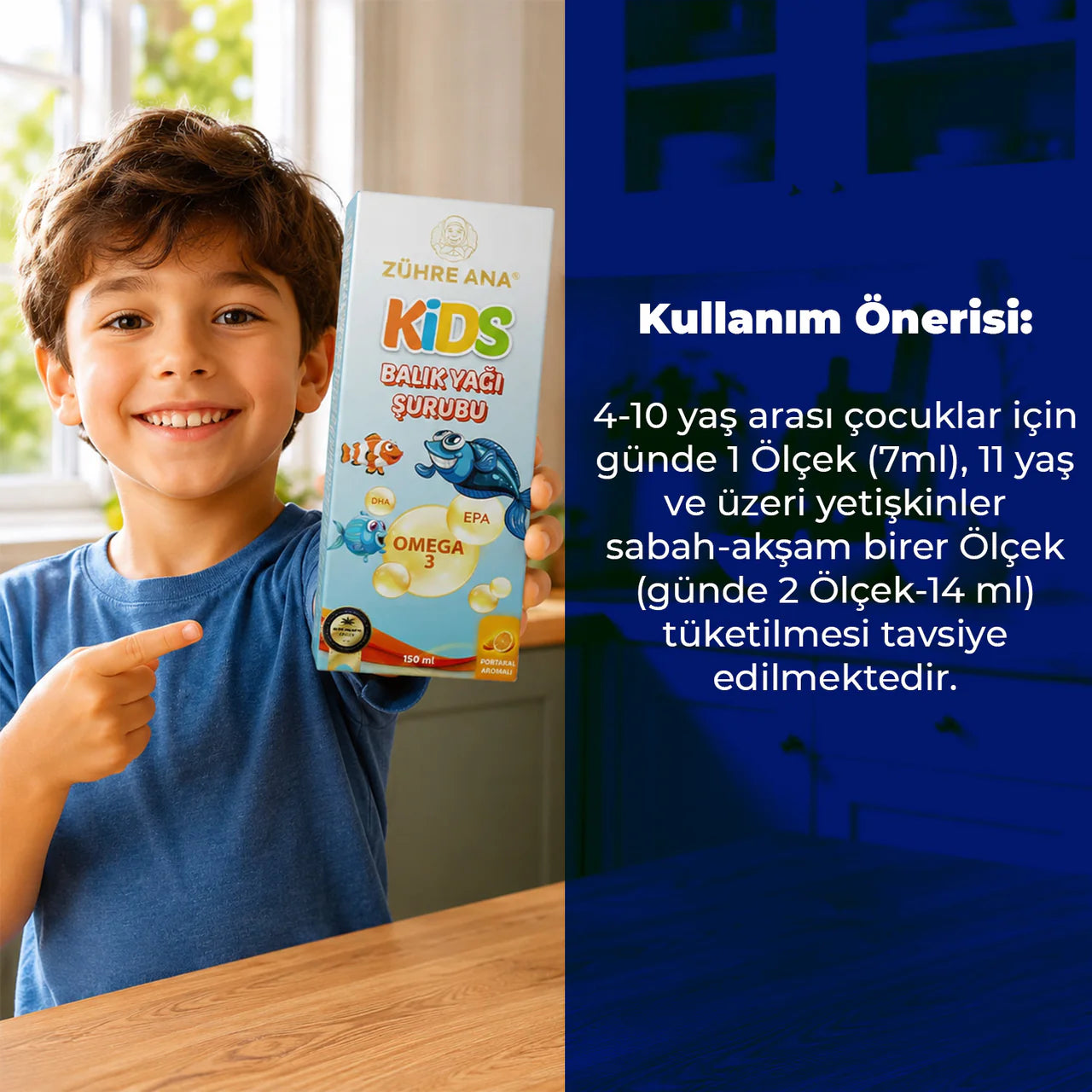Zühre Ana Kids Omega 3 Visolie Siroop Sinaasappelsmaak 150 ml
