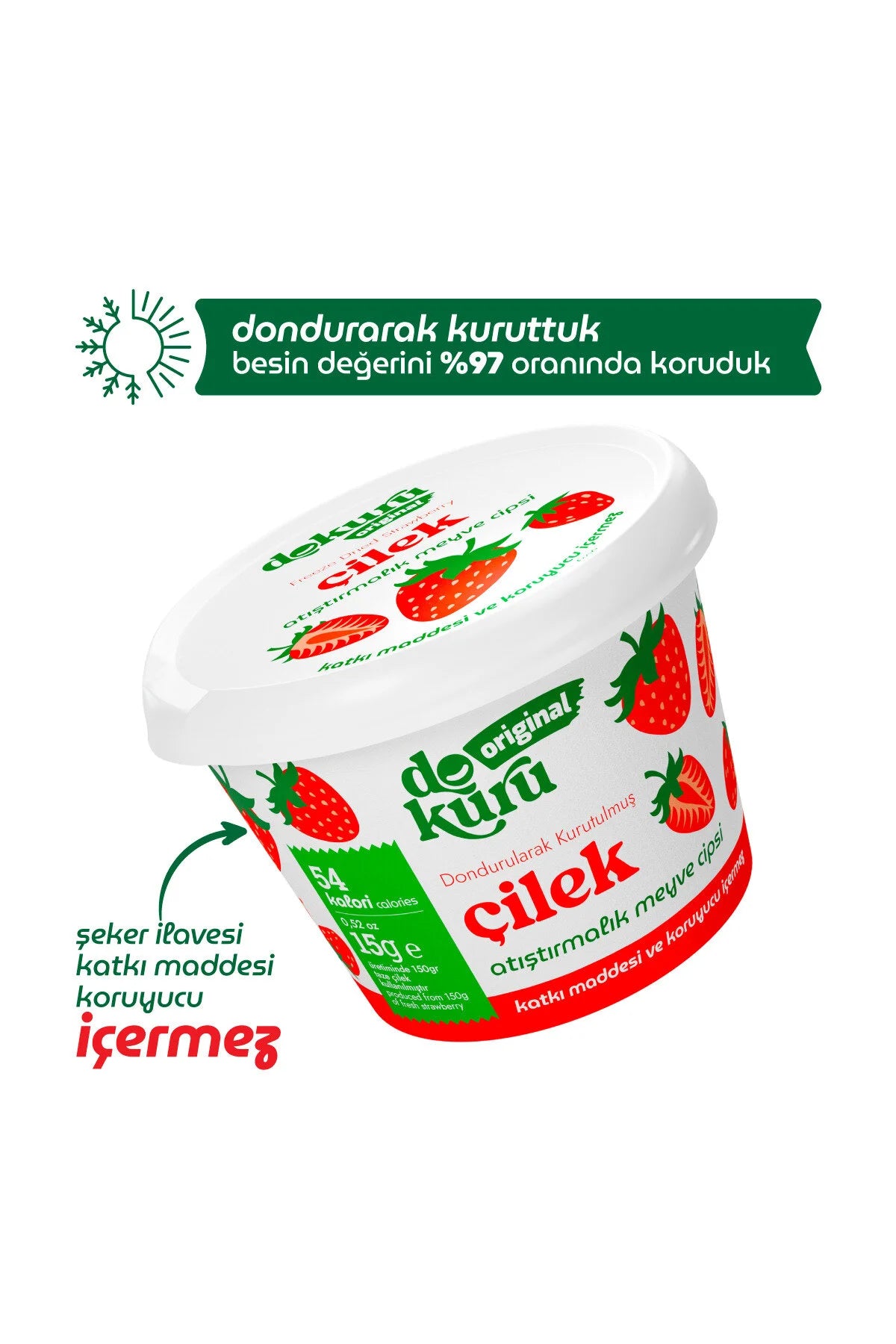 Dokuru Gevriesdroogde Aardbei 15g | Gezonde Snack