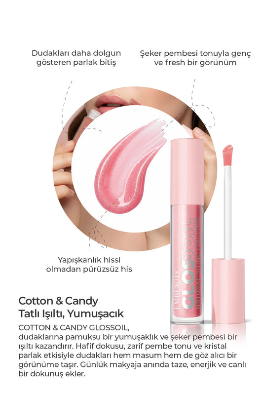 Embeauty Gloss Oil Lip Gloss 01 Sugar Cloud – Natural Shine – Roze Glanzende Lipgloss
