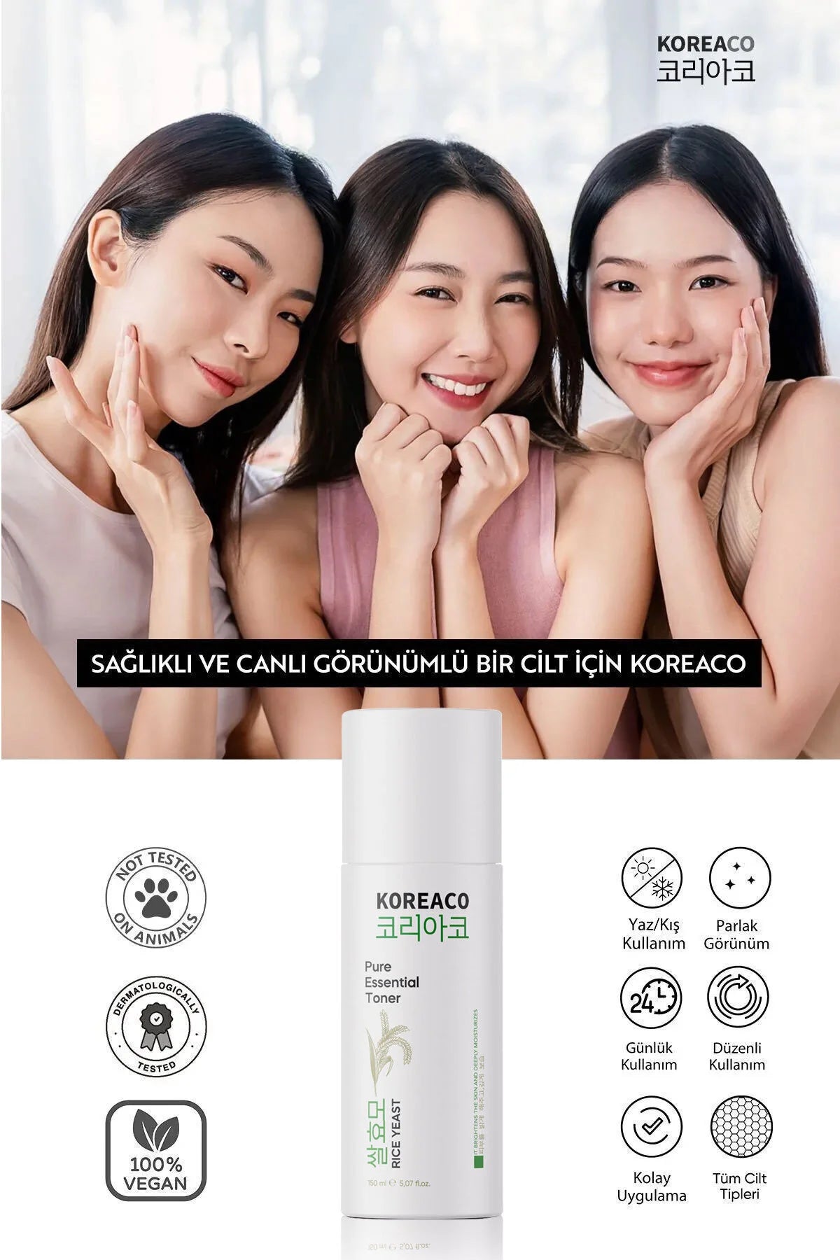 Koreaco - Rijst Gist Toner 150 (ml.)  Verheldert de huid en hydrateert diep  Niacinamide