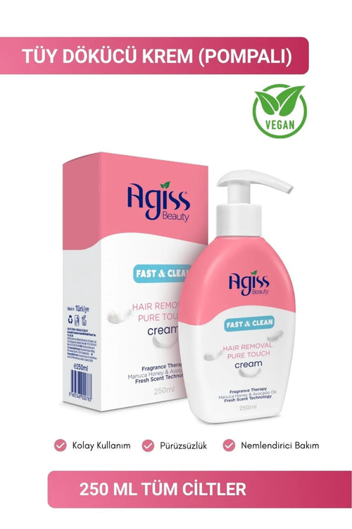 Agiss Fast & Clean Hair Removal Cream 250ml | Ontharingscrème met Manuka Honing & Avocado Olie