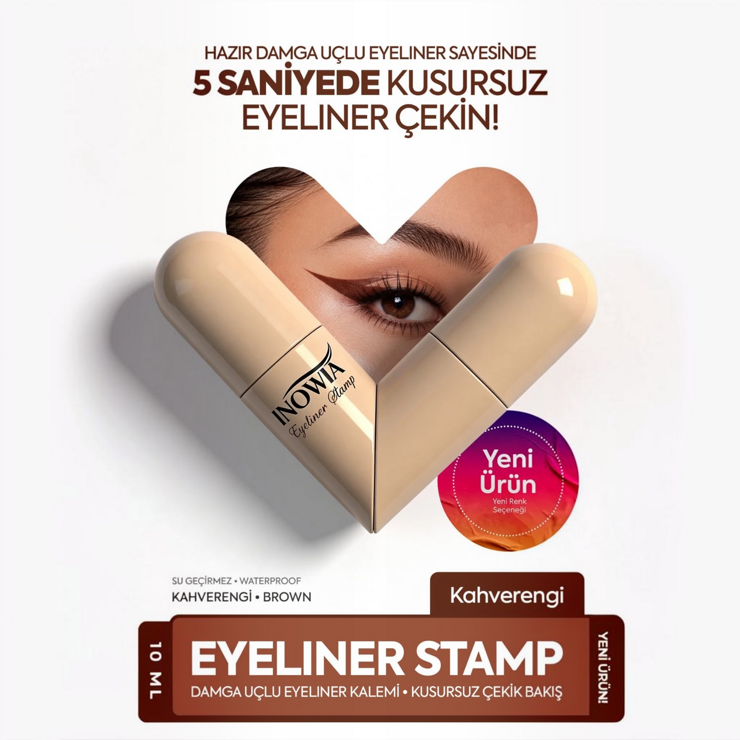Inowia by Yuza Beauty Eyeliner Stamp – Waterproof Dual Stamp – Intense Brown / Kahverengi