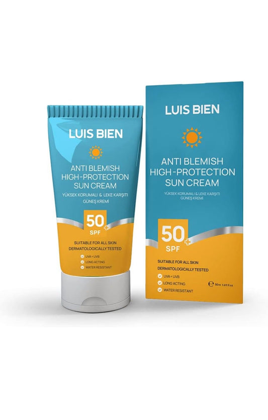 Luis Bien Zonnebrandcrème met hoge beschermingsfactor & Hydratatie SPF 50+ UVA/UVB - Anti-Vlekken - Anti-Puistjes - Duurzaam - Waterbestendig - Alle huidtypen - Dermatologisch getest 50 ml