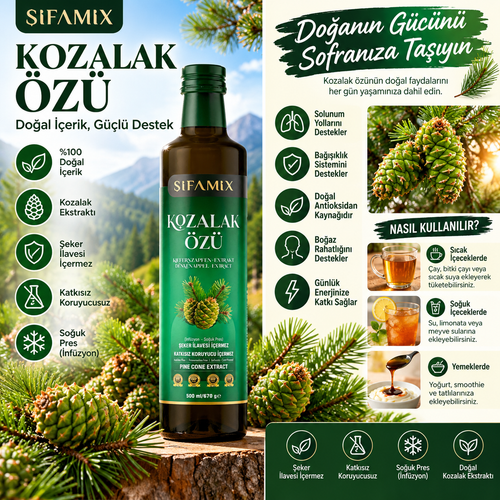 Sifamix Kozalak Özü – Dennenkegel Extract met Johannesbrood- & Jeneverbesmelasse – Zonder Toegevoegde Suiker – 500 ml