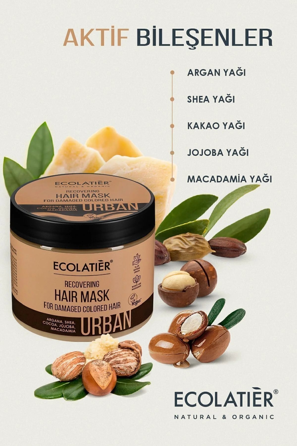 Ecolatier Urban Recovering Hair Mask 380 ml | Haarmasker voor Beschadigd en Gekleurd Haar