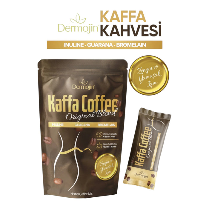 Dermojin Kaffa Koffie – Inuline, Bromelaïne & Guarana – Oploskoffie – 20 Sachets – 100 g