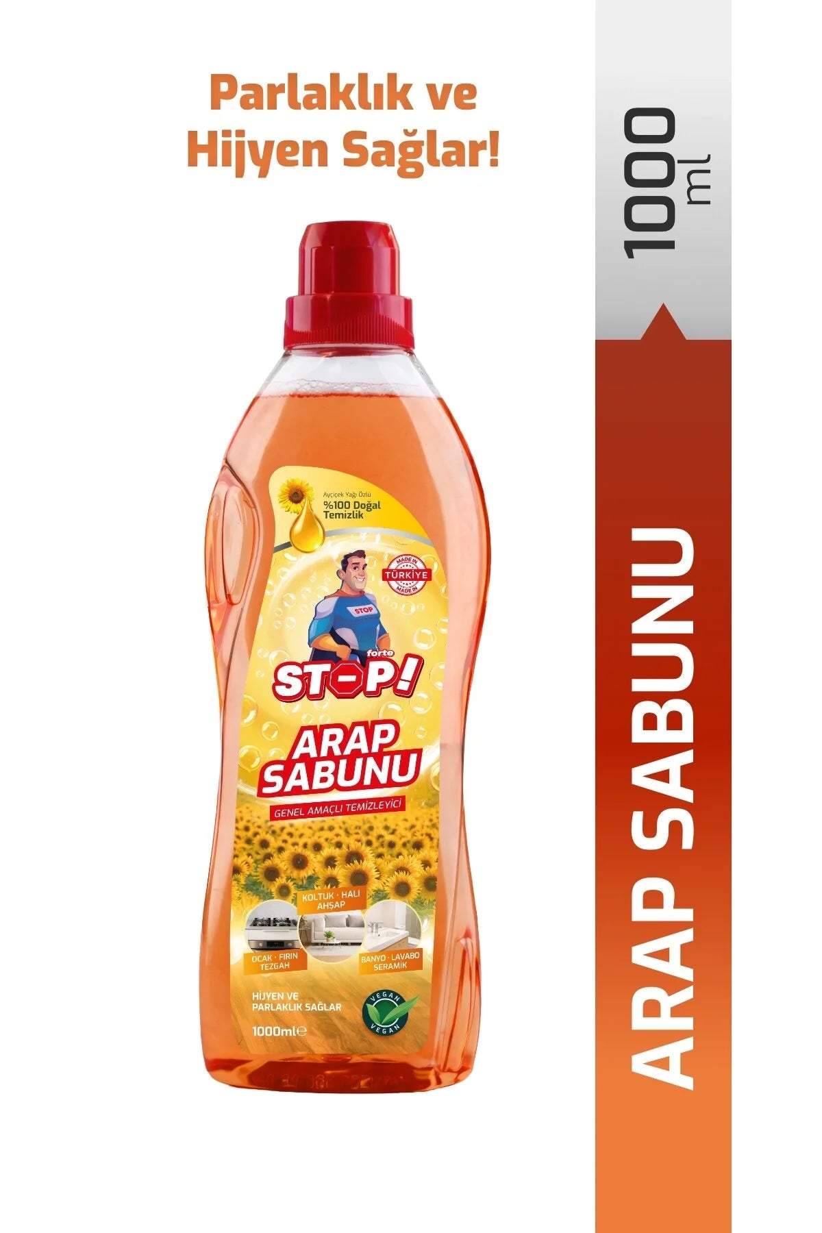Stop Forte Arabische Zeep -Arap sabunu met Zonnebloemolie – Allesreiniger voor Vloeren, Tapijt, Meubels, Keuken & Badkamer – 1000 ml