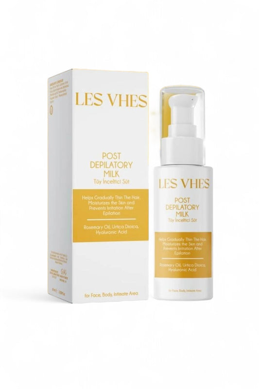 Les Vhes Ontharingsmelk - Post Depilatory Melk Moisturizes Skin and Prevents Irritation After Epilation - Haarverdunnende en Hydraterende Melkbrandnetel- Hyaluronzuurextract + Rozemarijnolie - voor Gezicht Lichaam & Intieme zone Alle huidtypen 60ml