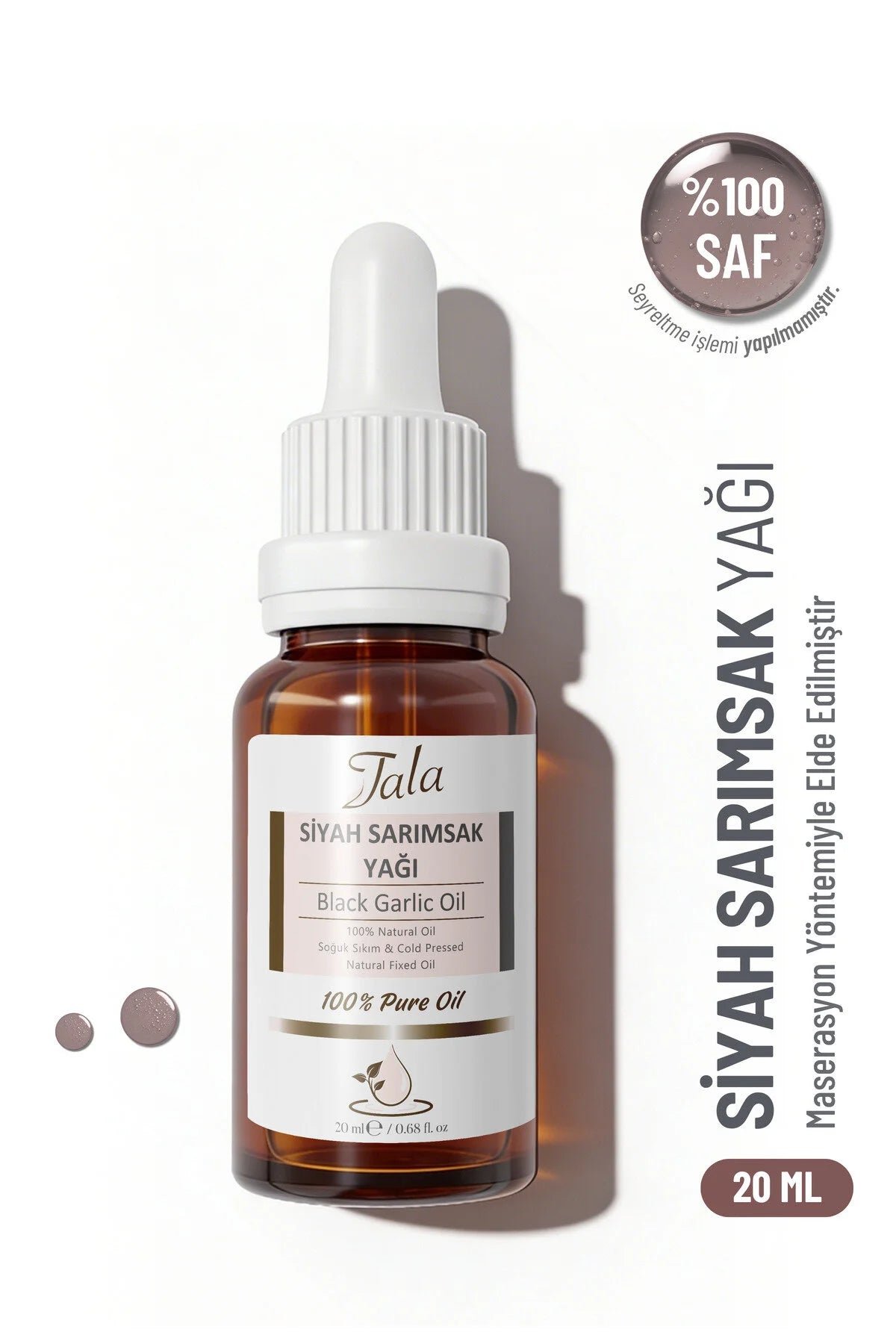 Tala Zwarte Knoflookolie – Black Garlic Oil – 100% Natuurlijke Olie – Koudgeperst – Voor Haar & Huid – 20 ml