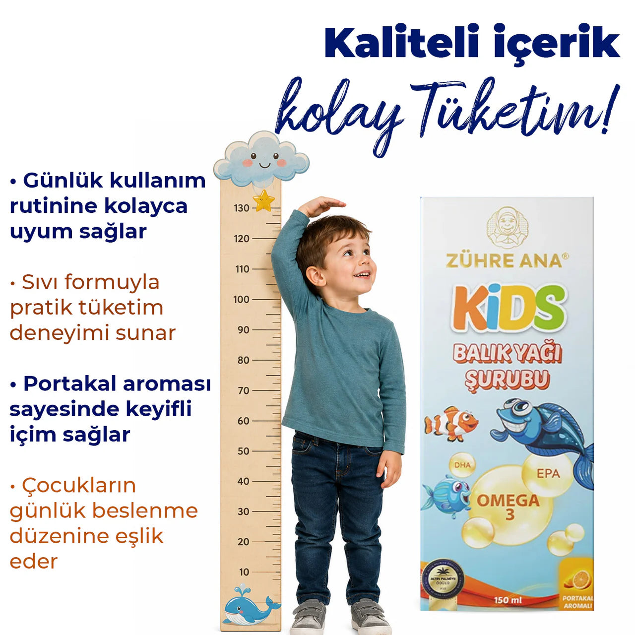 Zühre Ana Kids Omega 3 Visolie Siroop Sinaasappelsmaak 150 ml