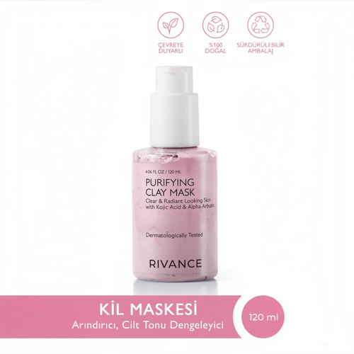 Rivance Clarifying Clay Mask 120 ml – Gezichtsmasker met Niacinamide, AHA, Kaolin & Tea Tree Oil