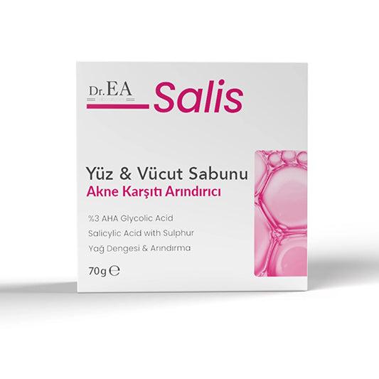 Dr. EA Salis Cleansing Face & Body Soap – Voor Onzuivere Huid – Met 3% AHA Glycolic Acid, Salicylic Acid & Sulphur – 70 g