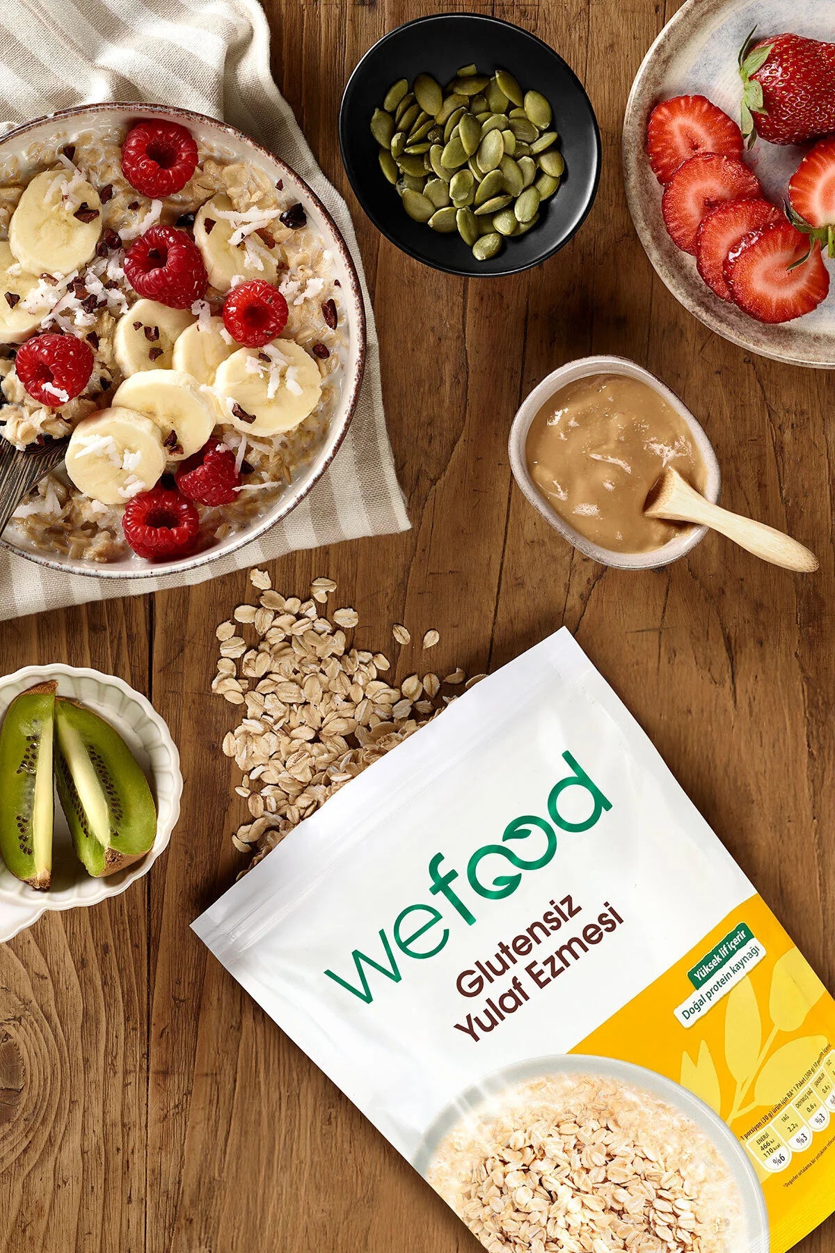 Wefood Glutenvrije Havervlokken Fijn Gemalen 300 g - Glutenvrij - Vegan - Rijk aan Vezels - Natuurlijke Eiwitbron