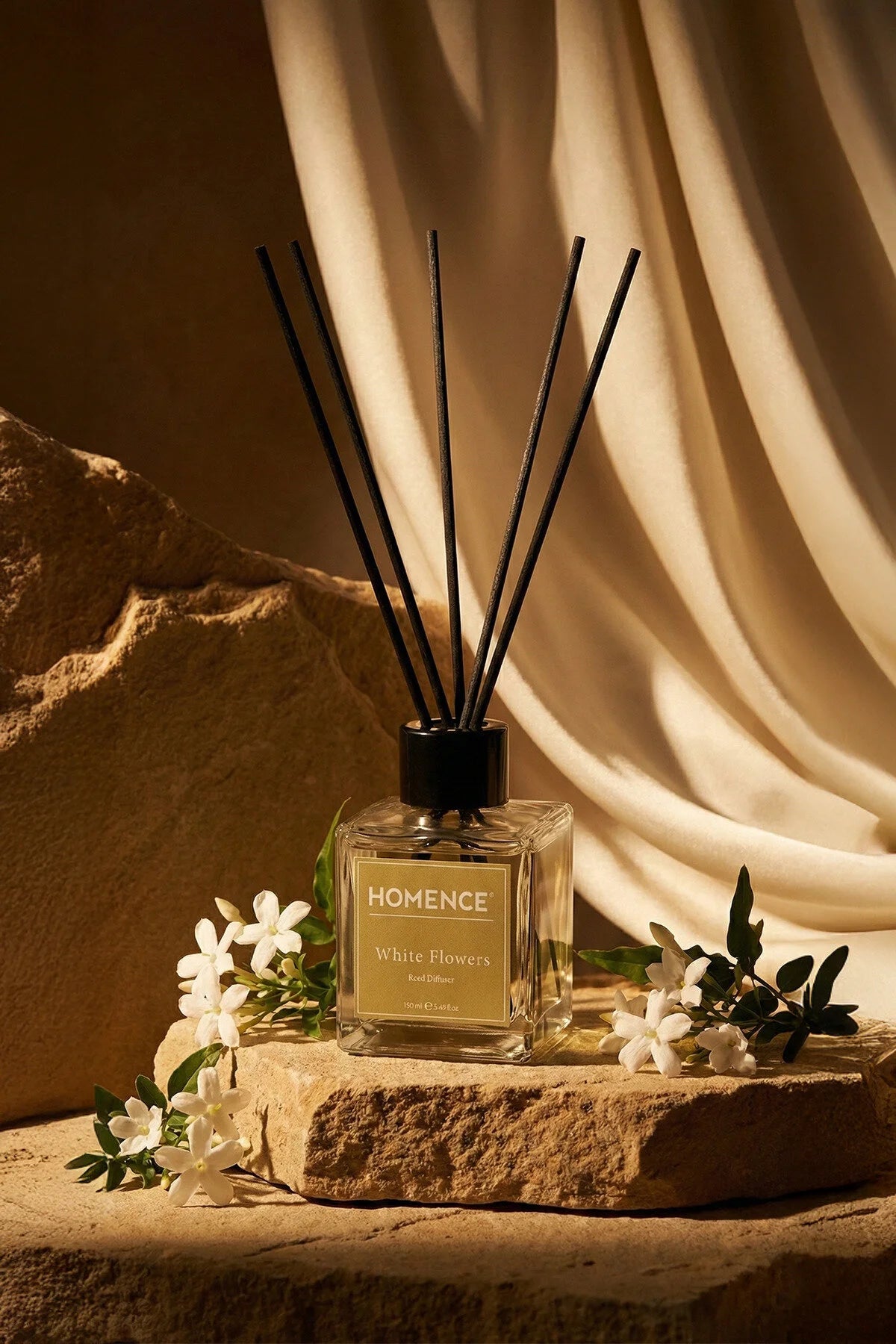 Homence White Flowers Geurstokjes – Reed Diffuser met Witte Bloemen – Bergamot, Roos, Gardenia, Sandelhout & Amber – 100 ml