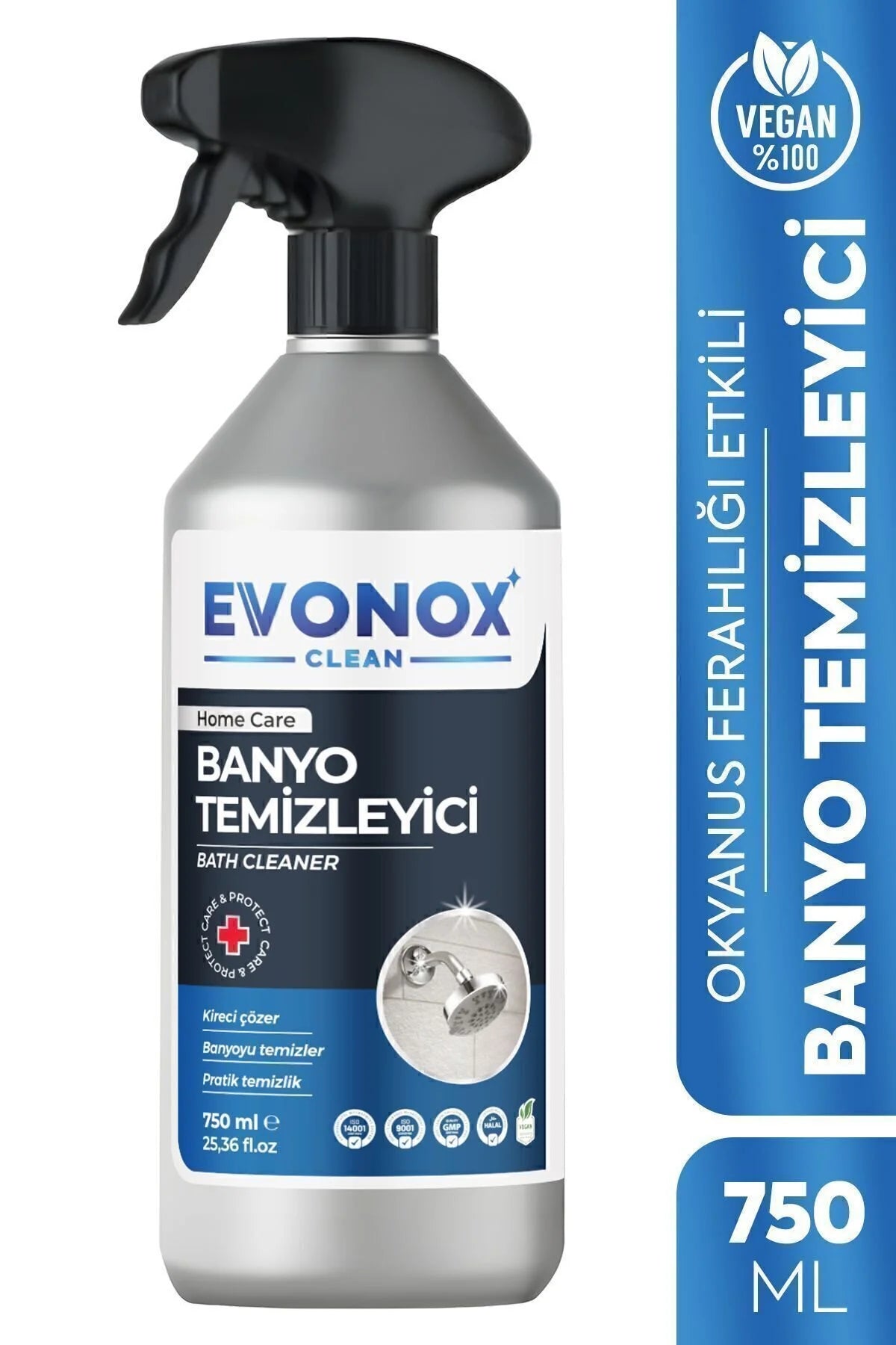 Evonox Clean Badkamerreiniger – Krachtige Kalkreiniger en Badkamerontkalker – Verwijdert Kalkaanslag en Vuil – 750 ml