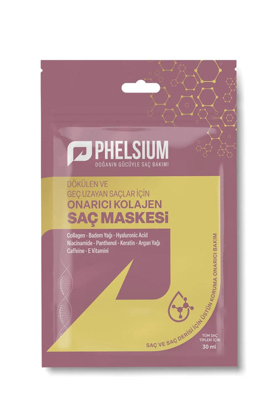 Phelsium 9-Actieve inhoud - Voedend en herstellend collageen Haarmasker voor haaruitval - Helpt haar sneller te laten groeien - Collageen - Amandelolie - Hyaluronzuur - Niacinamide - Panthenol - Keratine - Arganolie - Cafeïne - Vitamine E - 30 ml