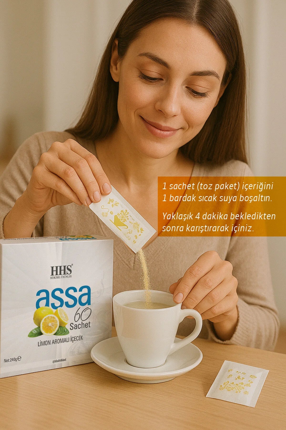 HHS Assa Detox Thee Lemon Flavored Drink - Citroen Gemengde Kruidenthee – Ondersteun uw dieet en blijf in vorm! - Detox Kruidendrank - 60 Sachets 240g