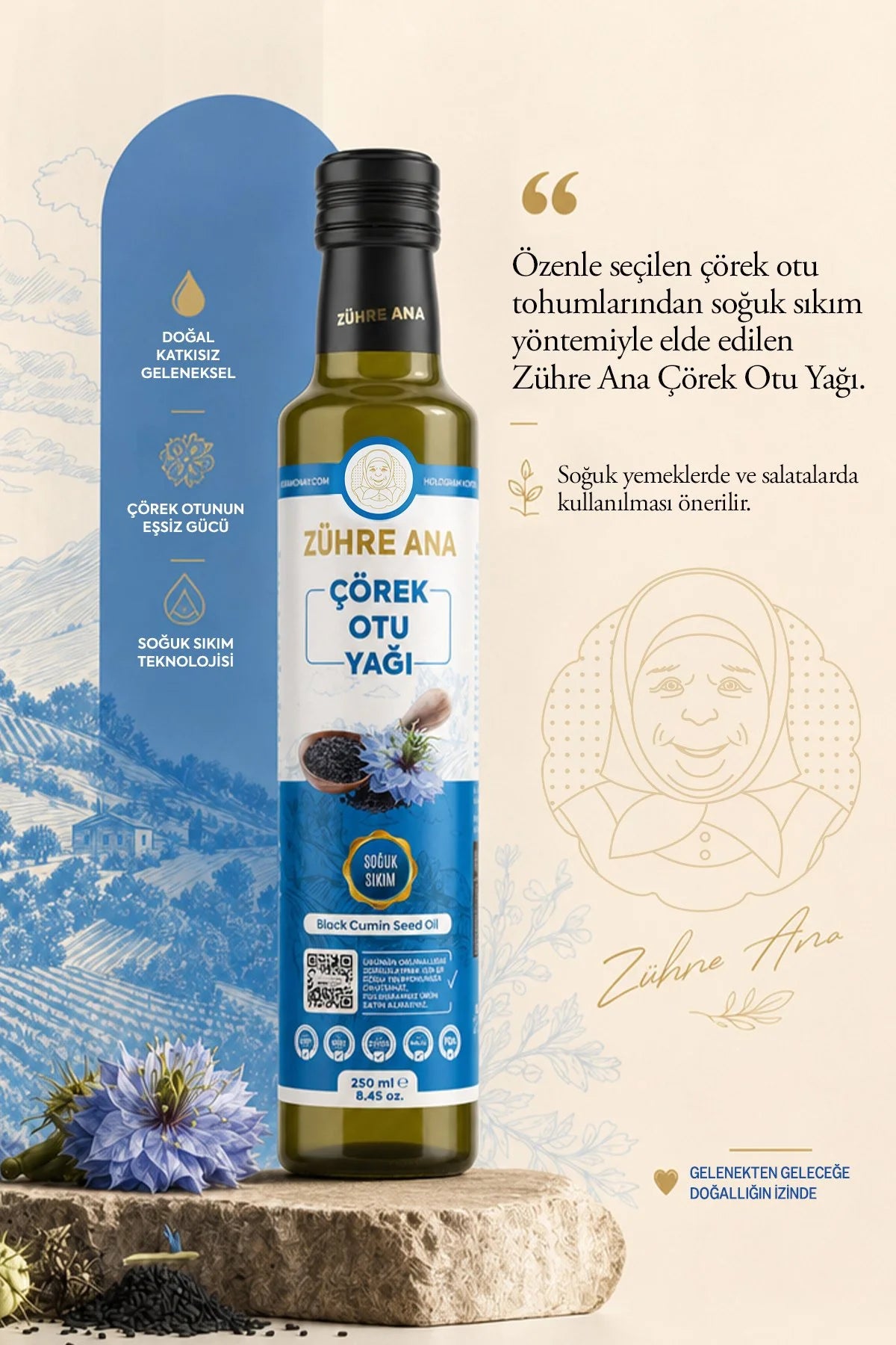 Zühre Ana Zwarte Komijnolie – Koudgeperste Black Cumin Seed Oil – 250 ml