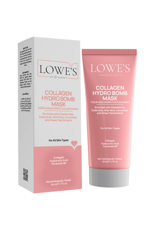 LOWE’S Collagen Hydro Bomb Mask - Intensief Hydraterend Collageen Gezichtsmasker - Verrijkt met Hyaluronzuur/Ceramide NP & Plantenextracten - Ondersteunt glad - fris & egalere huiduitstraling - Milde peeling door melkzuur - Peel-off formule 50 ml