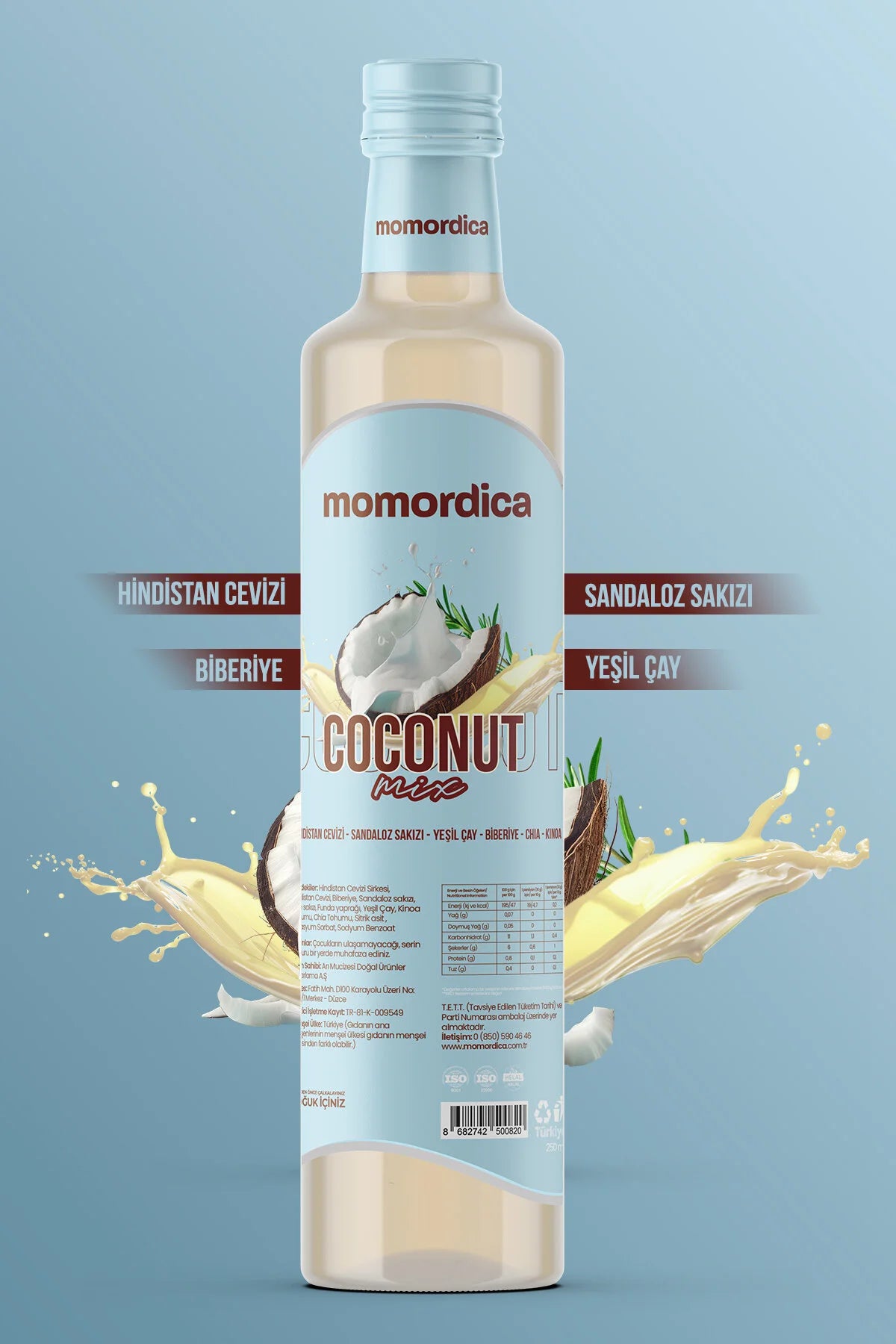 Momordica Coconut Mix - Verfrissende Kokosdrank met Groene Thee / Chia & Quinoa / Sandalozhars & L-Carnitine - 1 Fles van 250 ml
