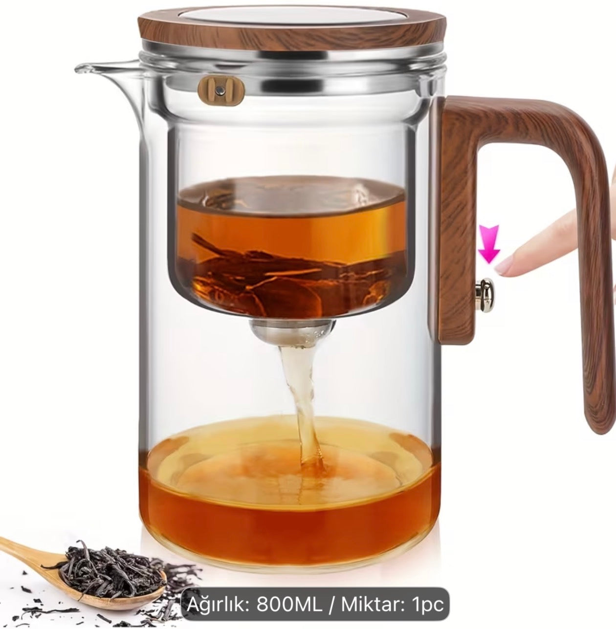 Magnetic Glass Teapot 800 ml – Glazen Theepot met Filter – Magnetisch Deksel – Hittebestendige Theekan
