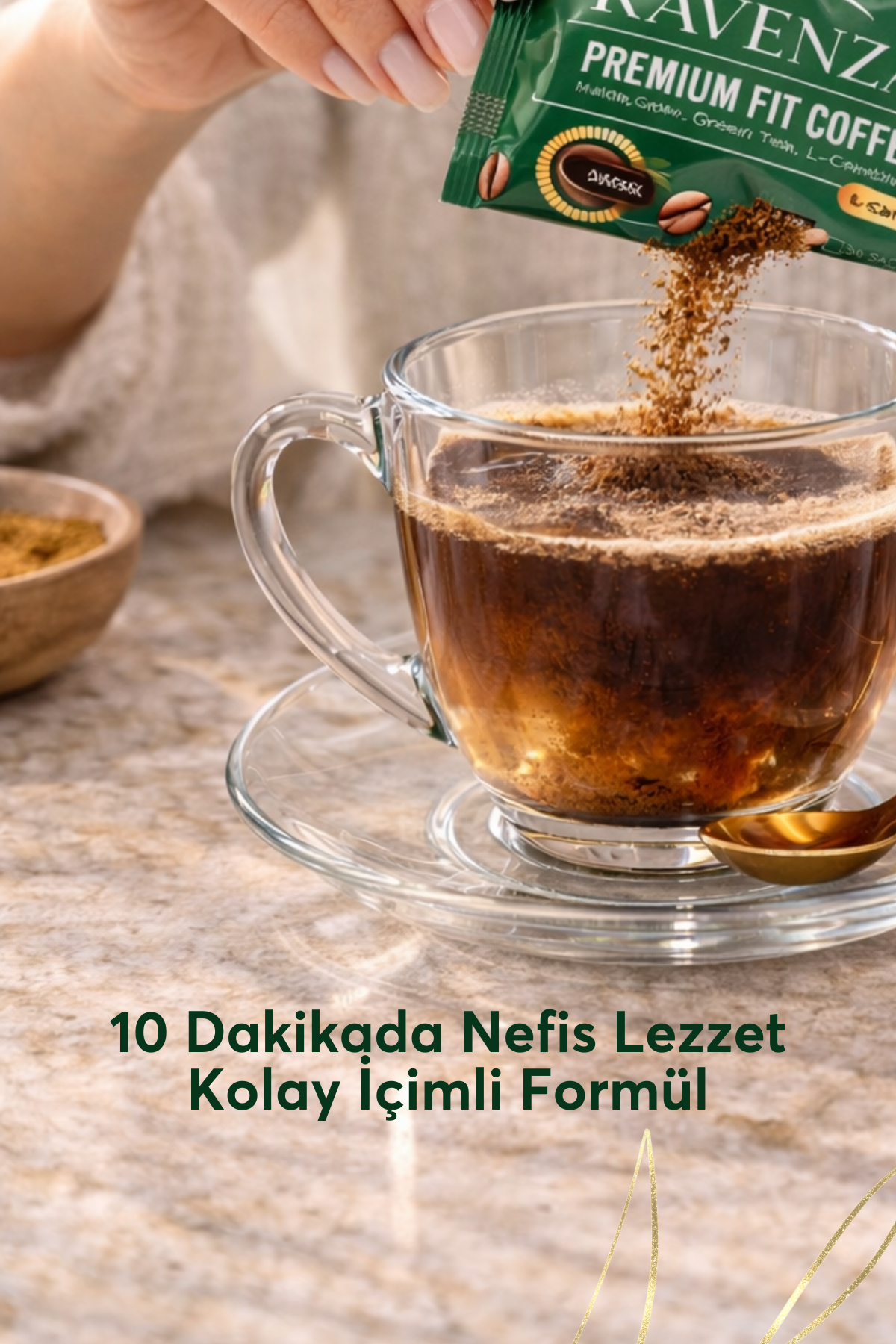Ravenza Premium Fit Coffee – Instant Matcha Koffie met L-Carnitine, Groene Thee, Paardenbloem & Propolis – 30 Sachets