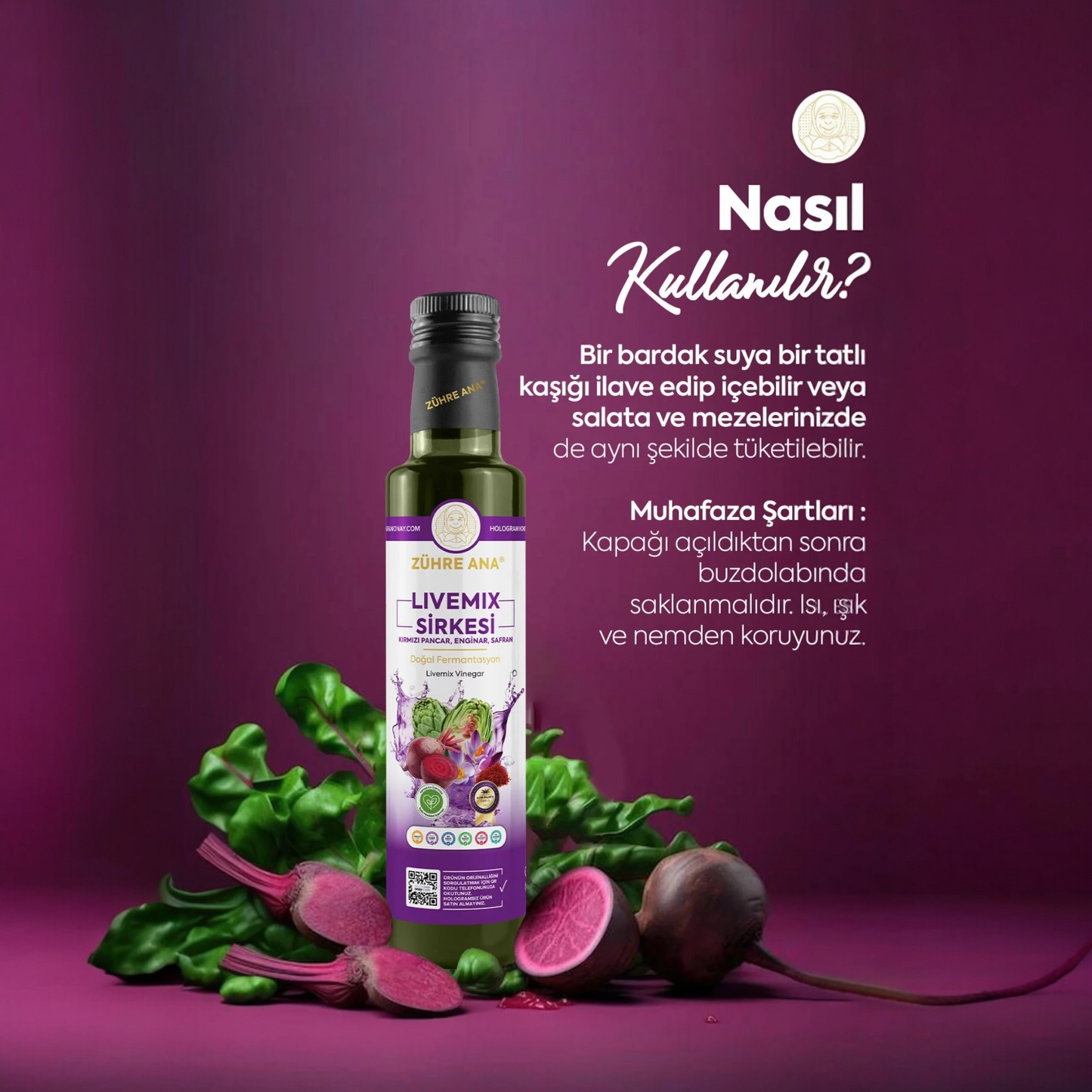 Zühre Ana Livemix Sirkesi AZIJN 500 ml | Rode Biet, Artisjok & Saffraan | Natuurlijke Fermentatie