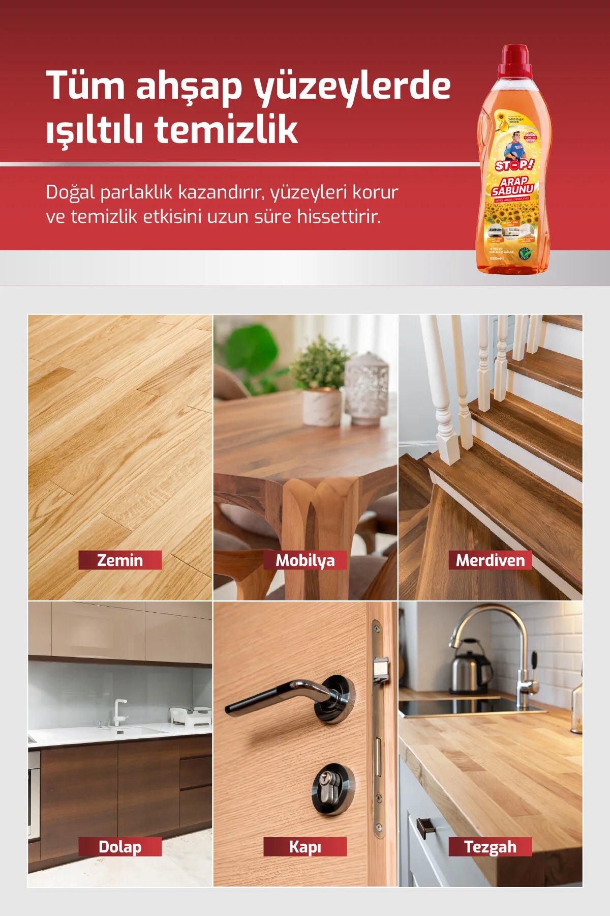 Stop Forte Arabische Zeep -Arap sabunu met Zonnebloemolie – Allesreiniger voor Vloeren, Tapijt, Meubels, Keuken & Badkamer – 1000 ml