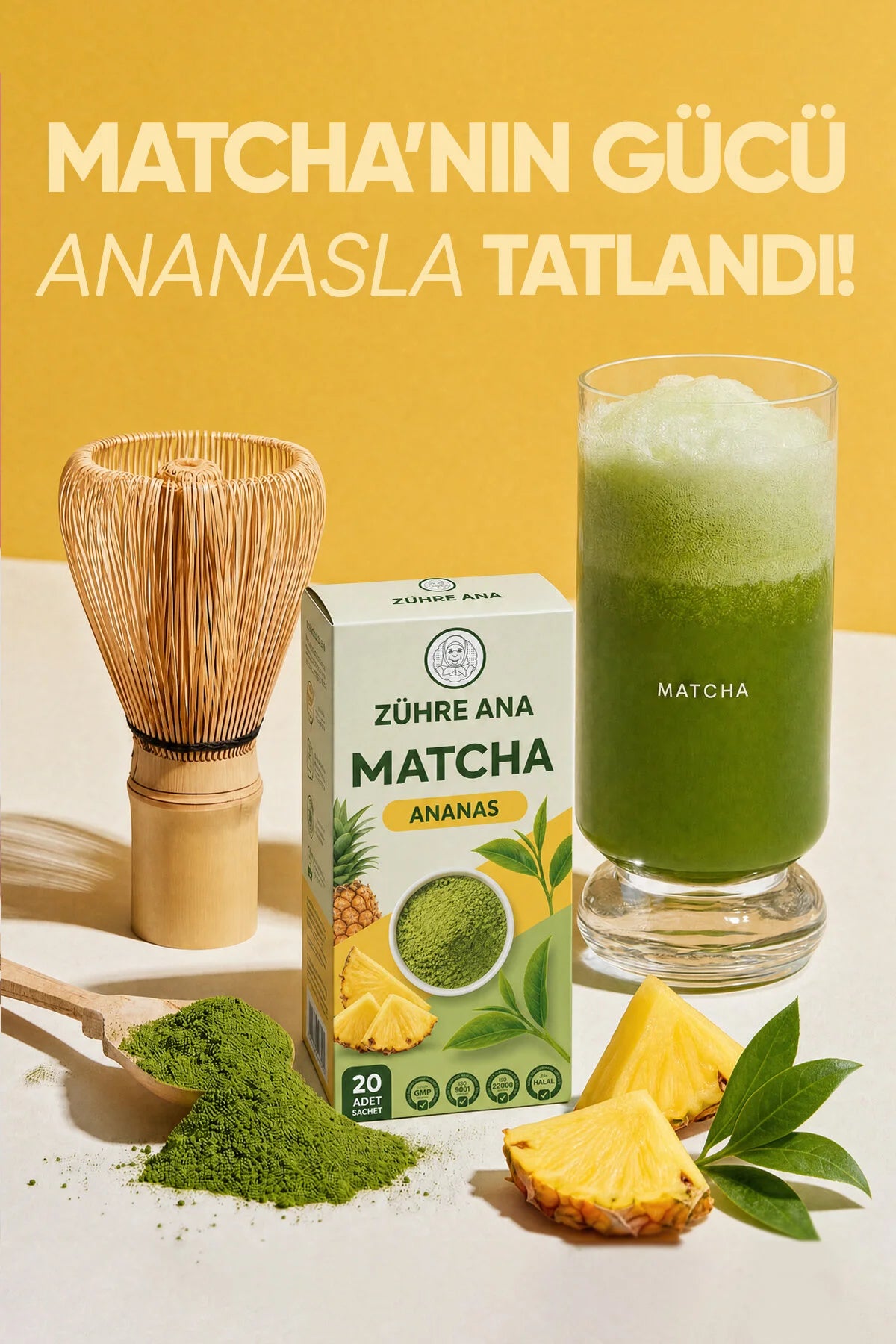 Zühre Ana Matcha Ananas – Kruidenthee met Groene Thee & Ananas – 20 Sachets x 8 g