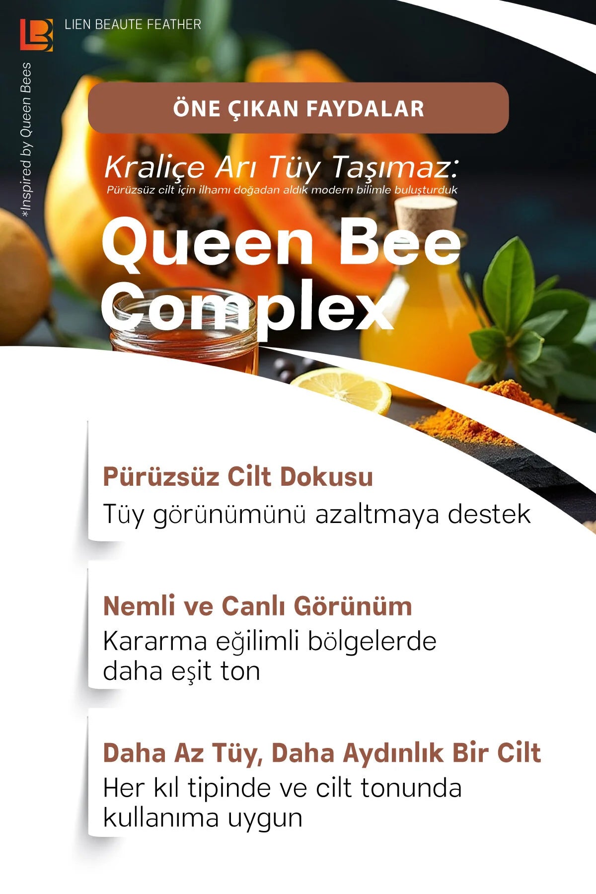 LIEN BEAUTE Queen Bee Complex Feather Care Serum 30 ml | Verzorgende Serum voor de Huid na Ontharing | Met Papaya Extract en Arbutin