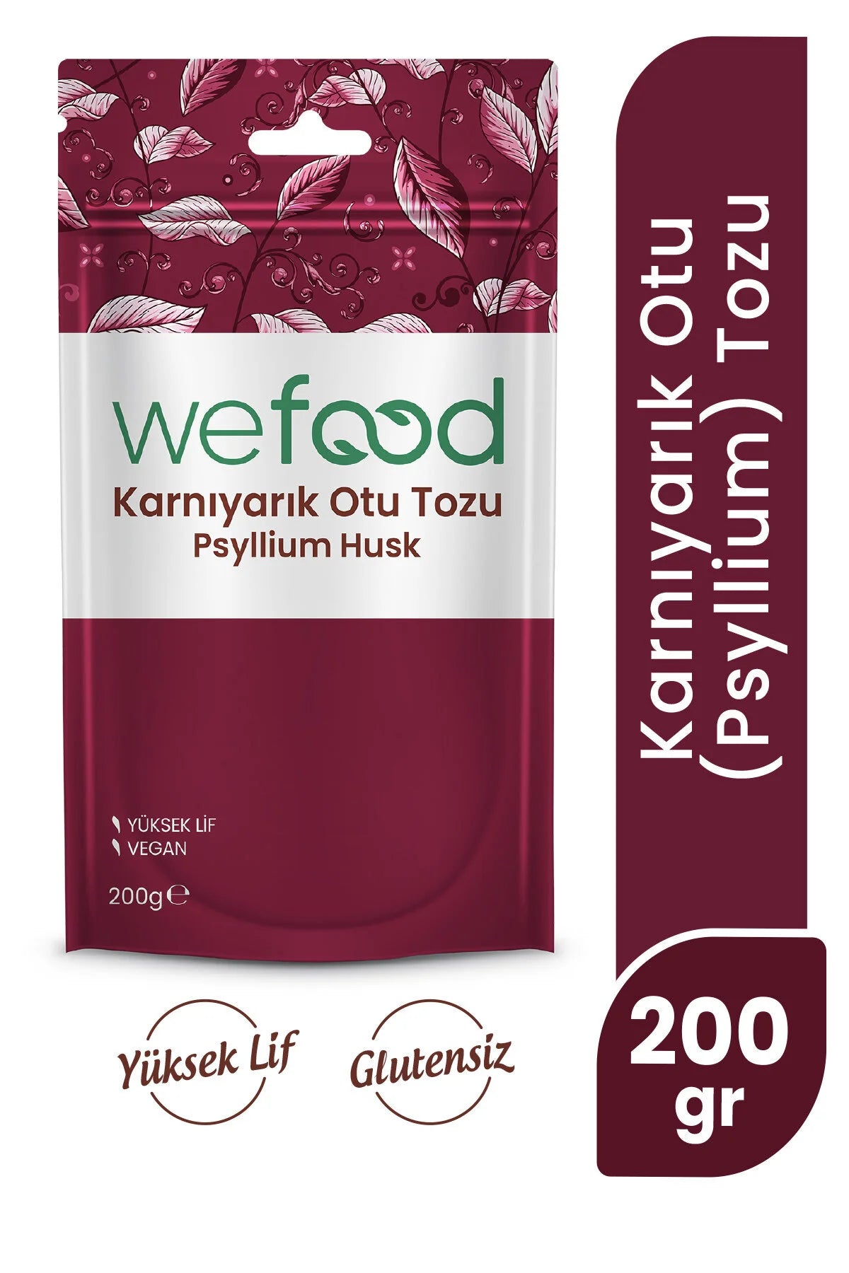 Wefood Psyllium Husk Karnıyarık Otu Tozu 200g - Hoog Vezelgehalte - Glutenvrij & Vegan - Oplosbare Vezels