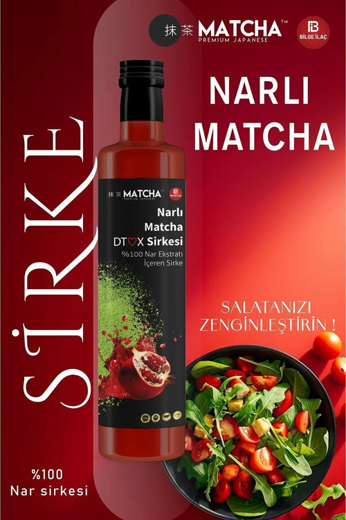 Matcha Premium  Nar Ekşili Sirke – Nar (%25) & Yeşil Çay Matcha Ekstreli – Hibiskus ve Mate Yapraklı – 250 ml