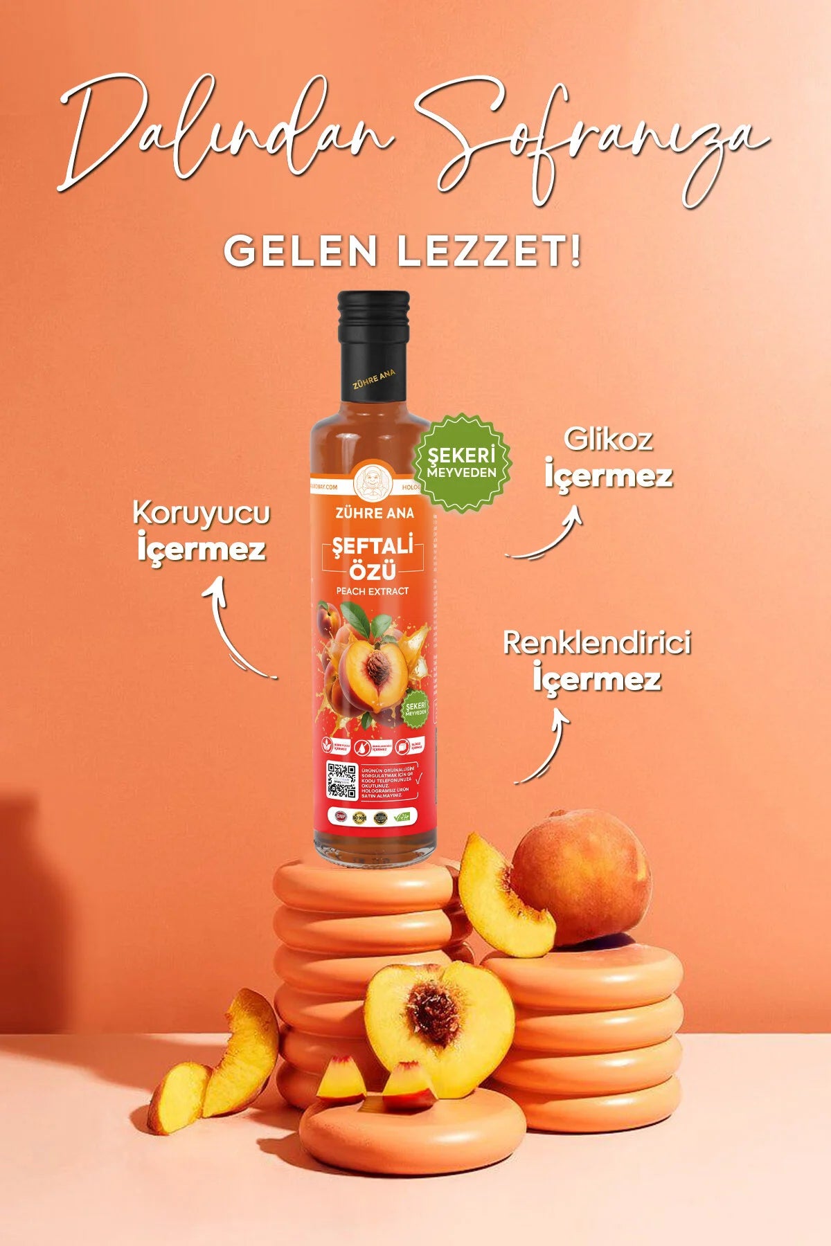 Zühre Ana Şeftali Özü – Natuurlijke Perzikextract Siroop 640g | Zonder Toegevoegde Suiker